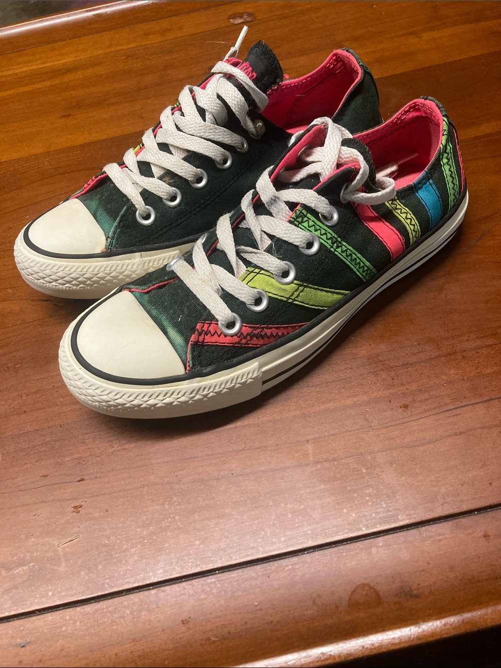 All Star Converse Black Multi Color Stripe US Womens Size 7/EUR 37.5